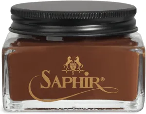 SAPHIR Medaille d'Or Pommadier Cream 75ml – Natural Cream Leather Shoe Polish, Leather Conditioner for Boots, Handbags – Medium Brown