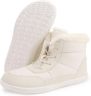 SECHRITE Womens Winter Barefoot Boots Wide Toe Box High-Top Warm Snow Boots Water Resistant Minimalist Ankle Booties Shoes Zero Drop Sole Outdoor Hiking Walking Shoes