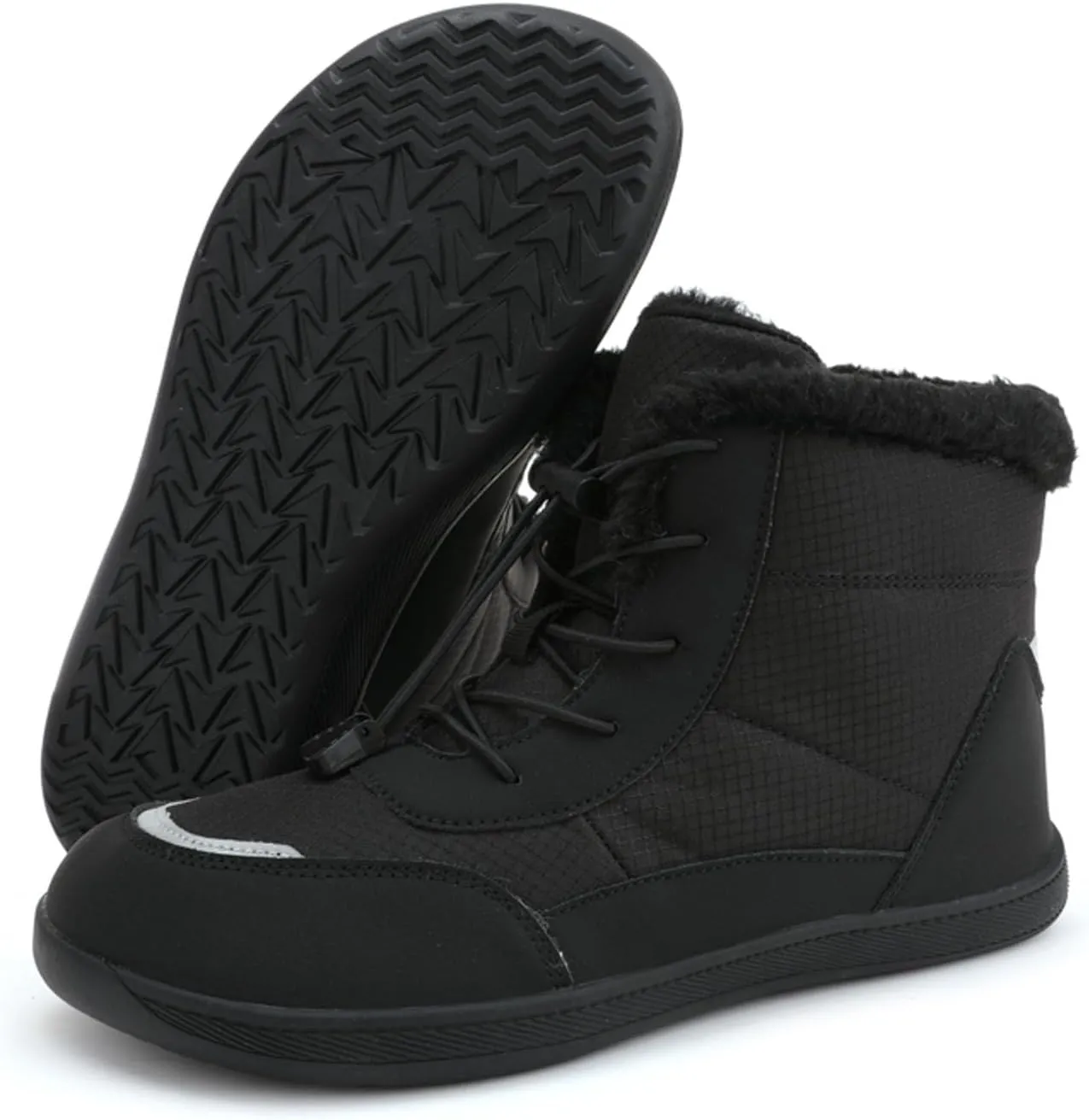 SECHRITE Womens Winter Barefoot Boots Wide Toe Box High-Top Warm Snow Boots Water Resistant Minimalist Ankle Booties Shoes Zero Drop Sole Outdoor Hiking Walking Shoes