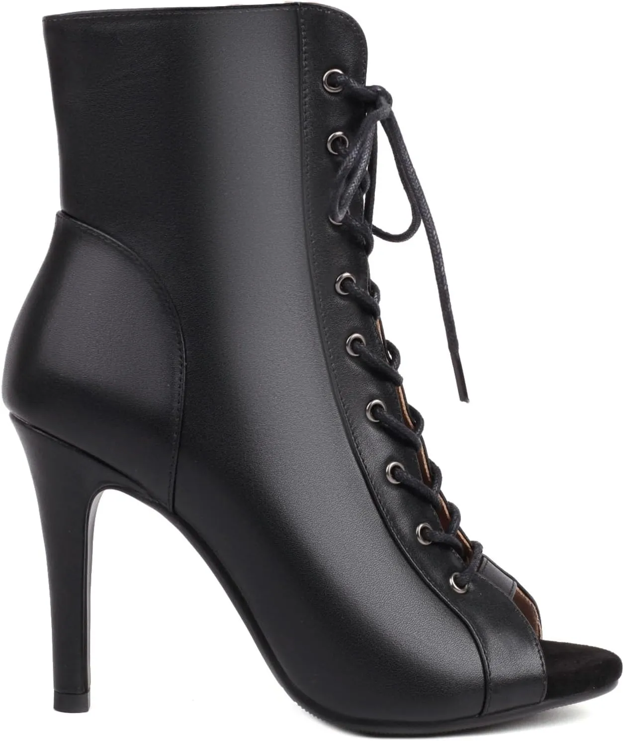 SHEMEE Women's Stiletto High Heels Peep Toe Ankle Booties Fashion Heeled Sandals Zipper Summer Short Boots Lace-Up Dance Shoes