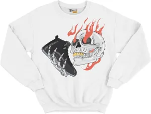 Skull Kicks Unisex Sweatshirt Crew Neck Match 12s Utility Grind White XX-Large