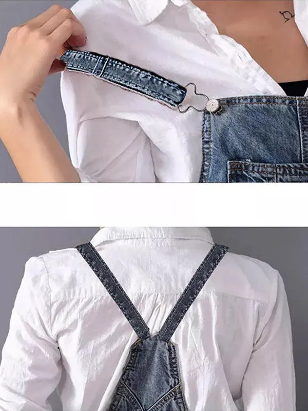 Sophie™ - Denim Dungaree Dress with Back Split