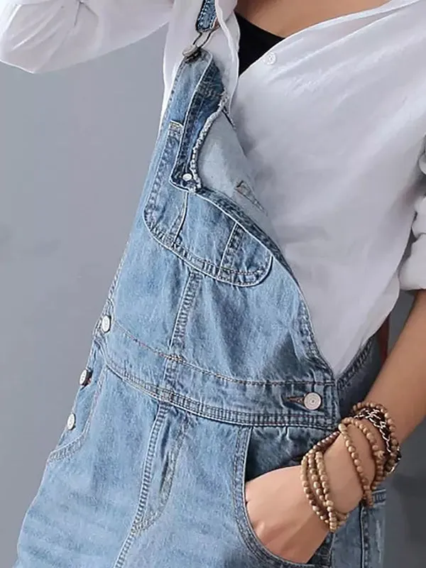 Sophie™ - Denim Dungaree Dress with Back Split