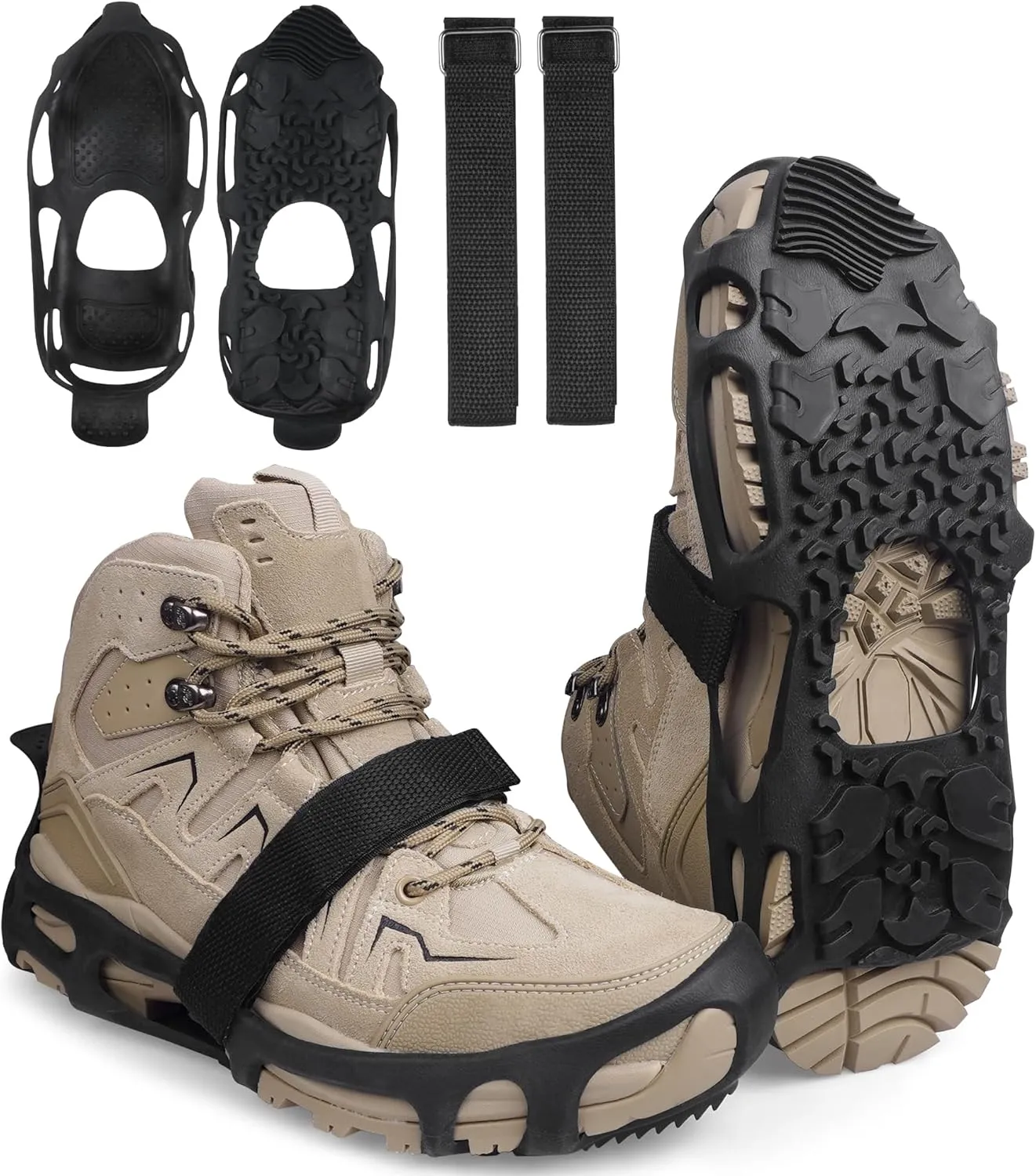 Spikeless Ice Cleats,Black Winter Grippers Perfect for Transitioning Between Outdoor&Indoor Surface Anti Slip Spikeless Crampons for Snow and Ice