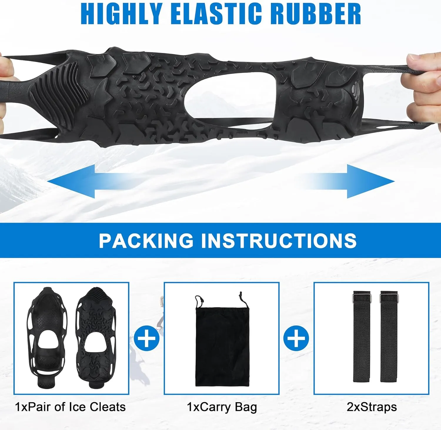 Spikeless Ice Cleats,Black Winter Grippers Perfect for Transitioning Between Outdoor&Indoor Surface Anti Slip Spikeless Crampons for Snow and Ice