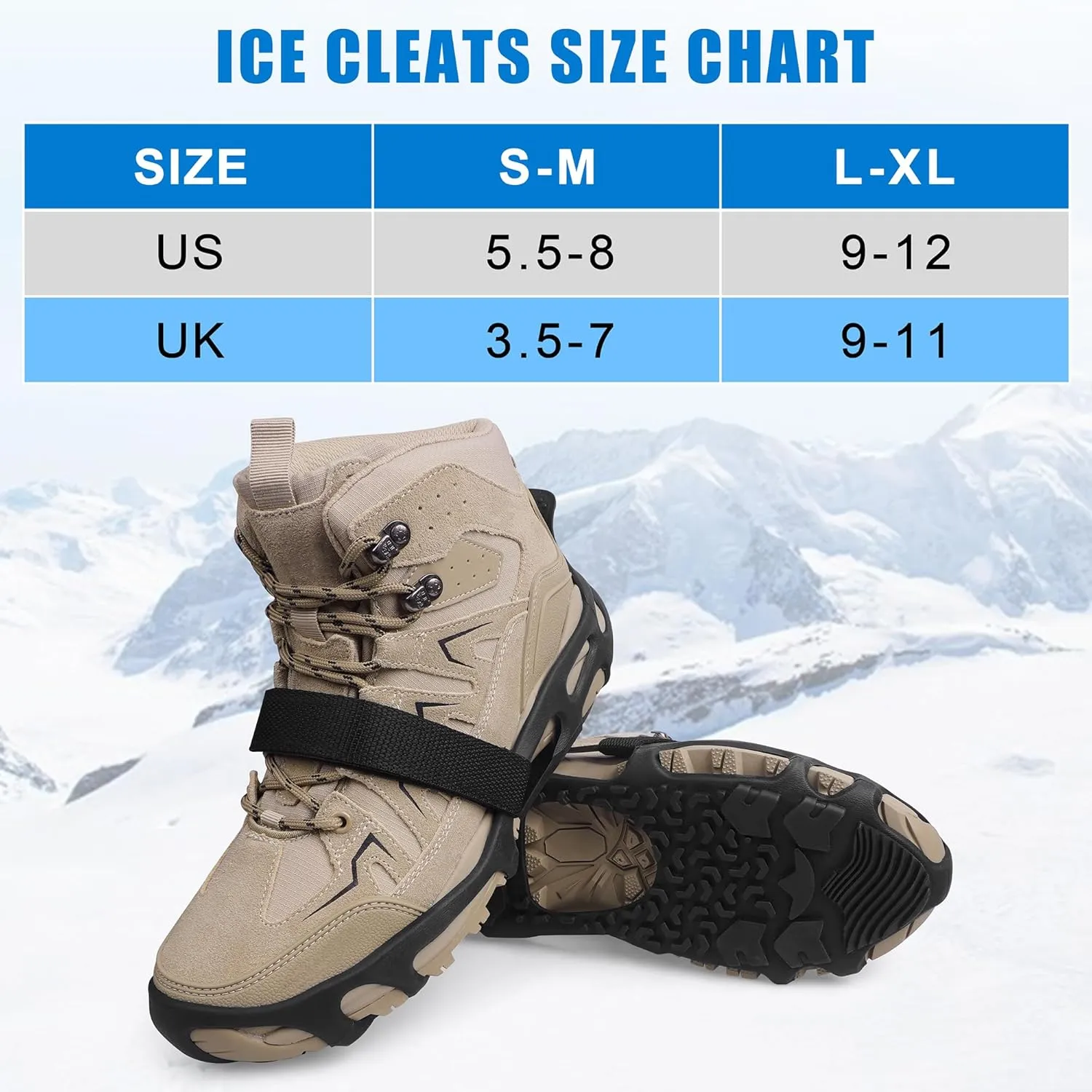 Spikeless Ice Cleats,Black Winter Grippers Perfect for Transitioning Between Outdoor&Indoor Surface Anti Slip Spikeless Crampons for Snow and Ice