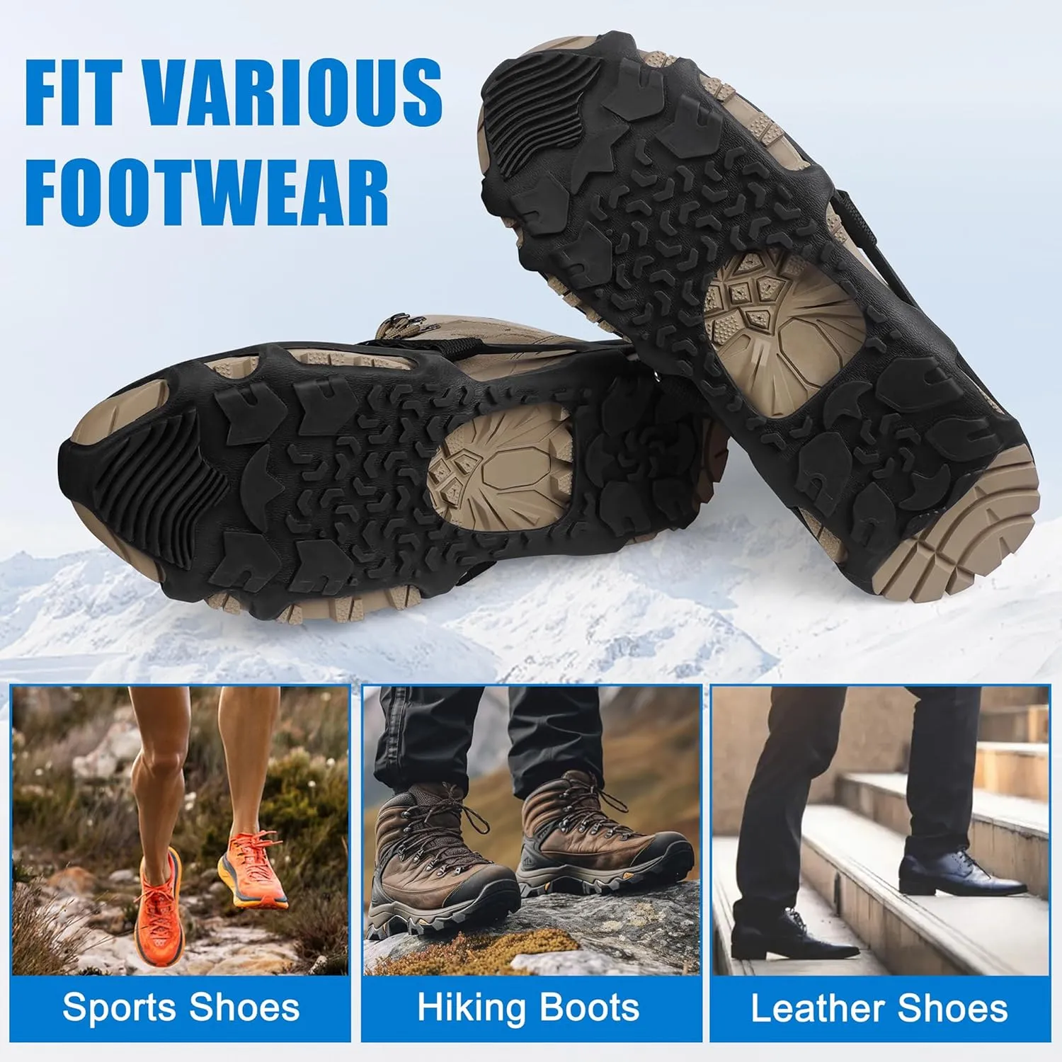 Spikeless Ice Cleats,Black Winter Grippers Perfect for Transitioning Between Outdoor&Indoor Surface Anti Slip Spikeless Crampons for Snow and Ice