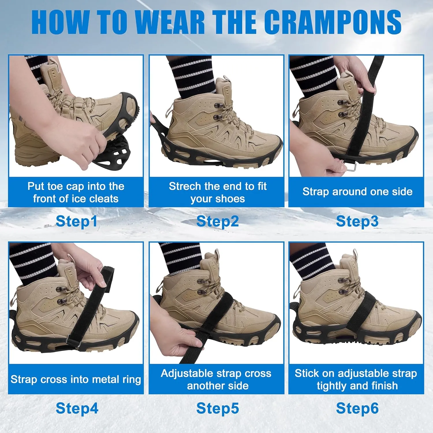 Spikeless Ice Cleats,Black Winter Grippers Perfect for Transitioning Between Outdoor&Indoor Surface Anti Slip Spikeless Crampons for Snow and Ice