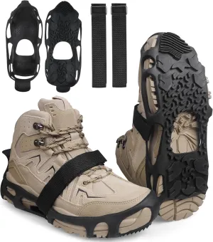 Spikeless Ice Cleats,Black Winter Grippers Perfect for Transitioning Between Outdoor&Indoor Surface Anti Slip Spikeless Crampons for Snow and Ice