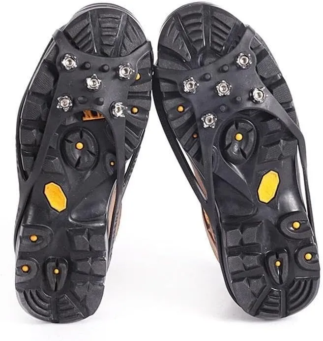 Stainless Steel Micro Spike Crampons Ice Snow Grips 1 Pair Snow Walk Traction Cleats Ice Cleats Traction Anti-Slip Shoes Ice Gripper for Walking,Jogging, Climbing and Hiking(L 40-46)