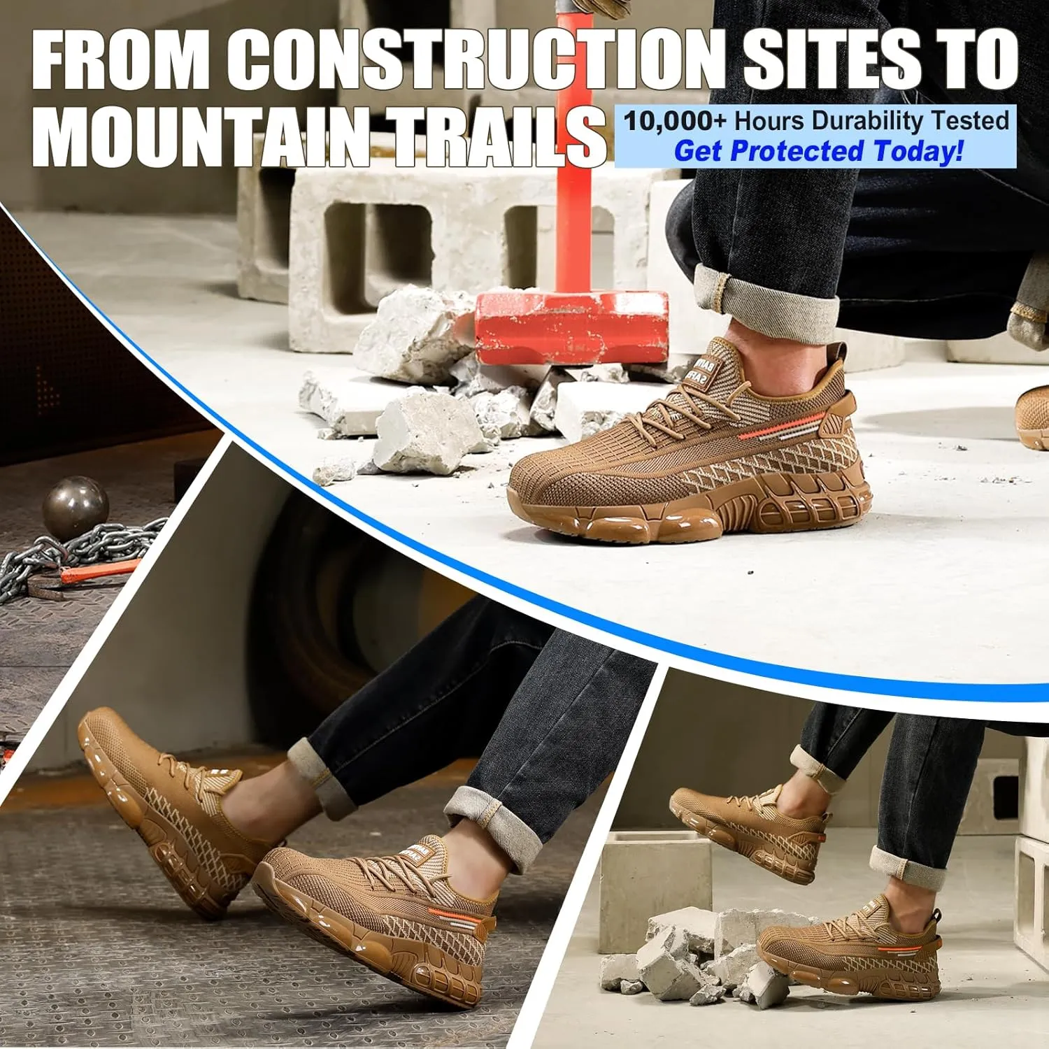 Steel Toe Shoes for Men Lightweight Work Shoes Construction Industrial Work Tennis Shoes Safety Shoes Comfortable Steel Toe Sneakers for Men Women