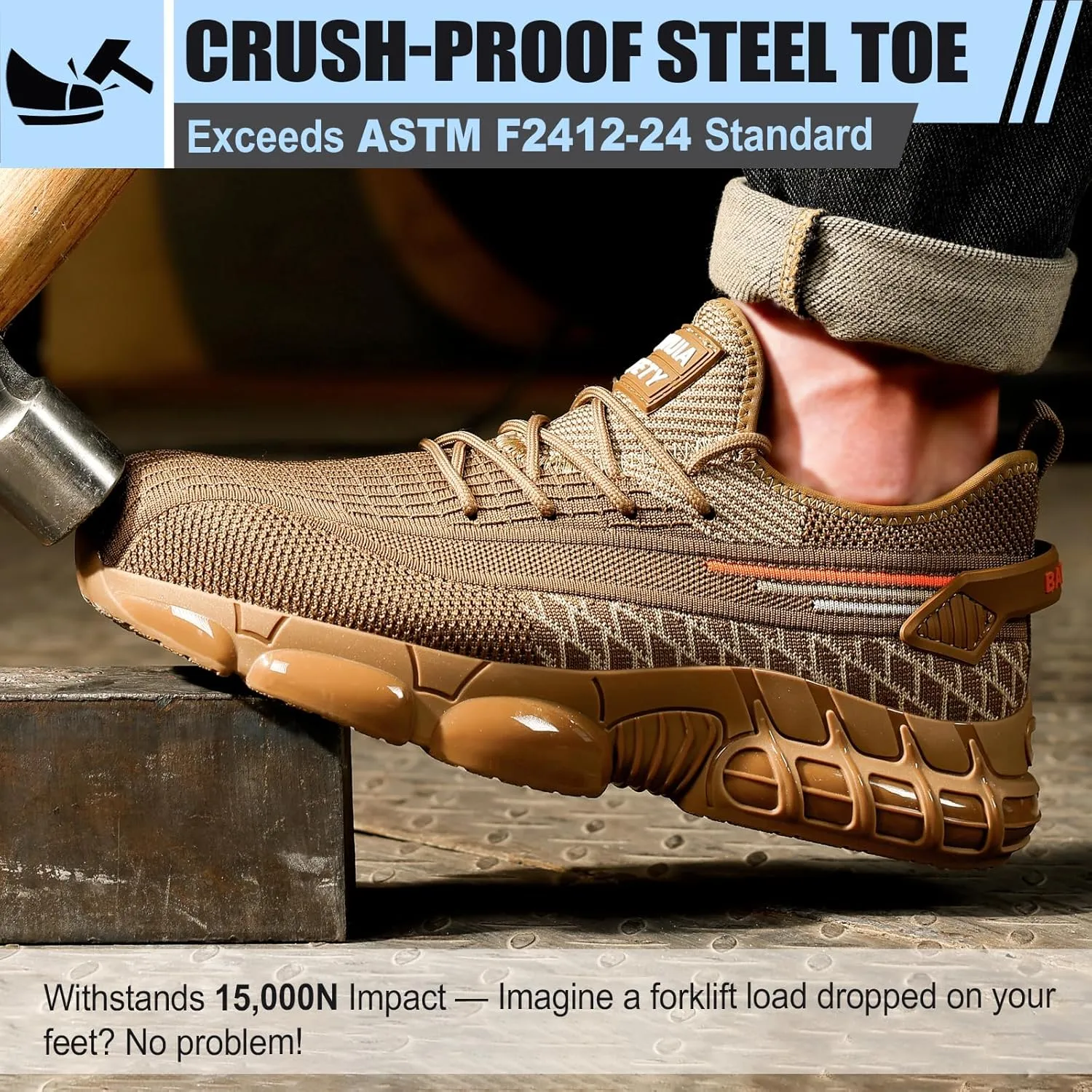 Steel Toe Shoes for Men Lightweight Work Shoes Construction Industrial Work Tennis Shoes Safety Shoes Comfortable Steel Toe Sneakers for Men Women