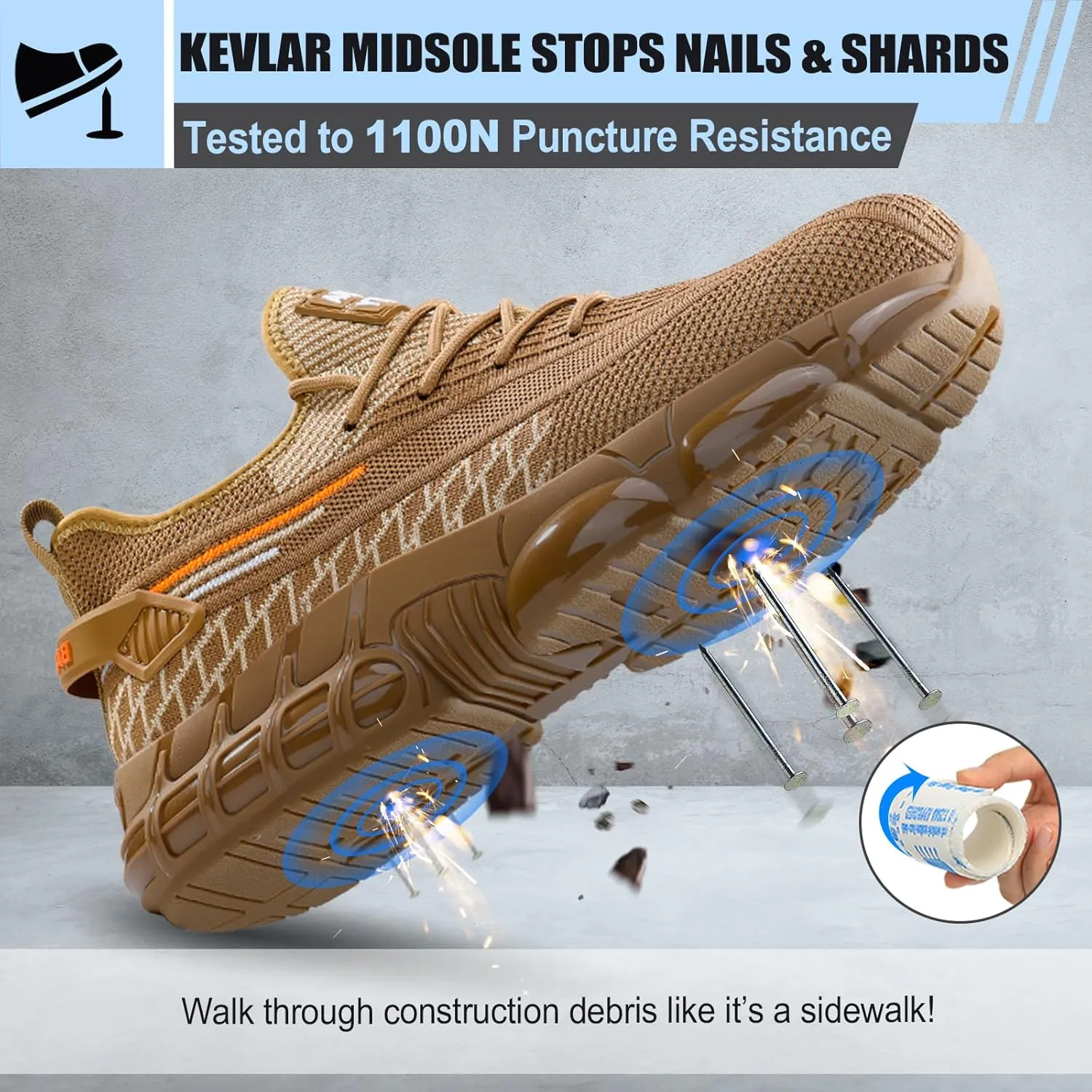 Steel Toe Shoes for Men Lightweight Work Shoes Construction Industrial Work Tennis Shoes Safety Shoes Comfortable Steel Toe Sneakers for Men Women