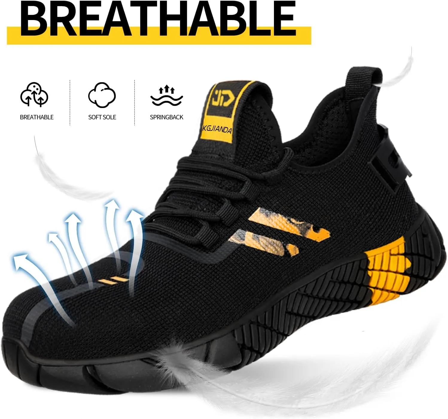 Steel Toe Shoes for Men Work Safety Shoes for Men Comfortable Puncture Proof Sneakers Steel Toe Tennis Sneakers Construction Indestructible Work Utility Footwear