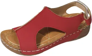 SuanlaTDS Orthopedic Wedge Sandals for Women 2025 Dressy Summer Platform Comfortable Aech Support Open Toe Boho Outdoor Walking Shoes Beach Casual Hook Loop Ankle Strap Low Heels Sandals