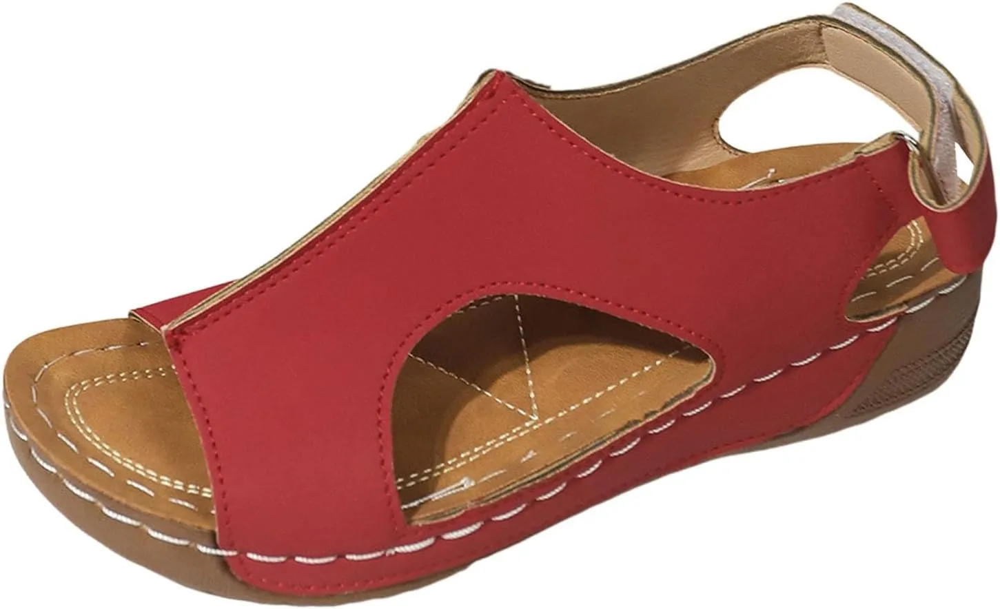 SuanlaTDS Orthopedic Wedge Sandals for Women 2025 Dressy Summer Platform Comfortable Aech Support Open Toe Boho Outdoor Walking Shoes Beach Casual Hook Loop Ankle Strap Low Heels Sandals