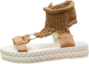 SuanlaTDS PlatformSandals for Women Comfortable Knitted Ankle Wrap Open Toe Slip On Slides Thick Sole Low heels Casual Summer Beach Outdoor Walking Gladiator Sandal Roman Shoes