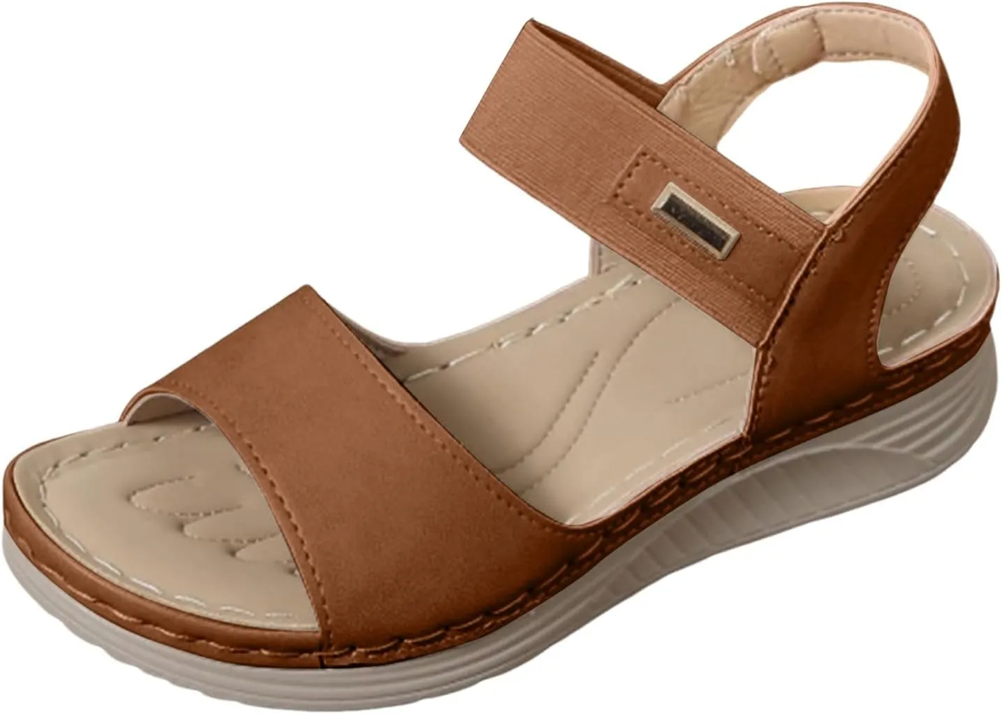 SuanlaTDS Wedge Sandals for Women Dressy Summer Open Toe Platform Wedges Adjustable Ankle Strap Comfortable Walking Shoes with Arch Support Boho Casual Low Heels Outdoor Sandals
