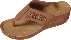 SuanlaTDS Wedge Sandals for Women Orthopedic Flip Flops 2025 Comfortable Arch Support Slip-on Slides Summer Dressy Open Toe Footwear Walking Shoes Platform Boho Beach Outdoor Wedges Sandal
