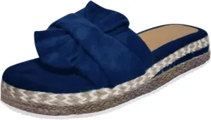 SuanlaTDS Womens Platform Sandals Espadrilles Slip on Open Toe Boho Wedge Sandals Comfortable Dressy Casual Summer Low Wedges Heel Slides Sandals for Outdoor Walking Beach Vocation