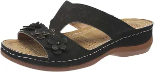SuanlaTDS Womens Sandals Comfortable Platform Wedge Orthopedic with Arch Support Open Toe Slip On Slide Sandals Summer Beach Sandal Slippers Low Wedges Heels Outdoor Walking Shoes