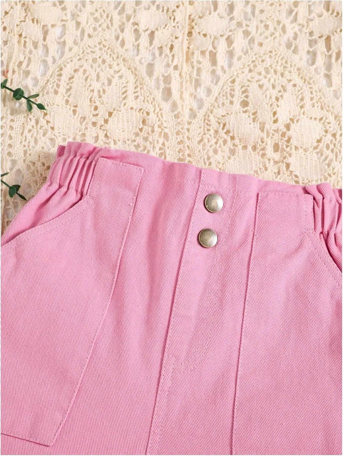 SweatyRocks Girl's Casual Elastic High Waist Wide Leg Jeans Button Front Pockets Denim Pants