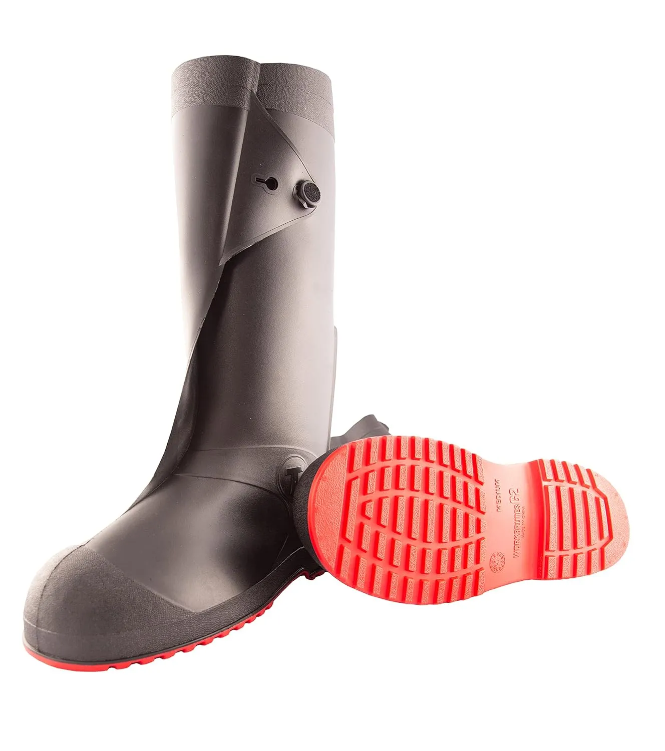 TINGLEY - 45851.SM Tingley Workbrutes G2 - PVC Overshoe - 17" Ht. - Black Upper - Red Sole - Cleated Outsole