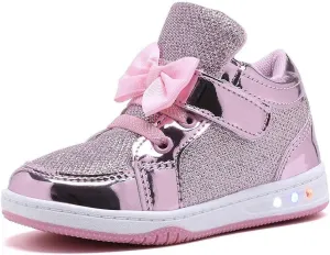 Toddler Glitter Shoes Girl's Flashing Sneakers with Cute Bowknot