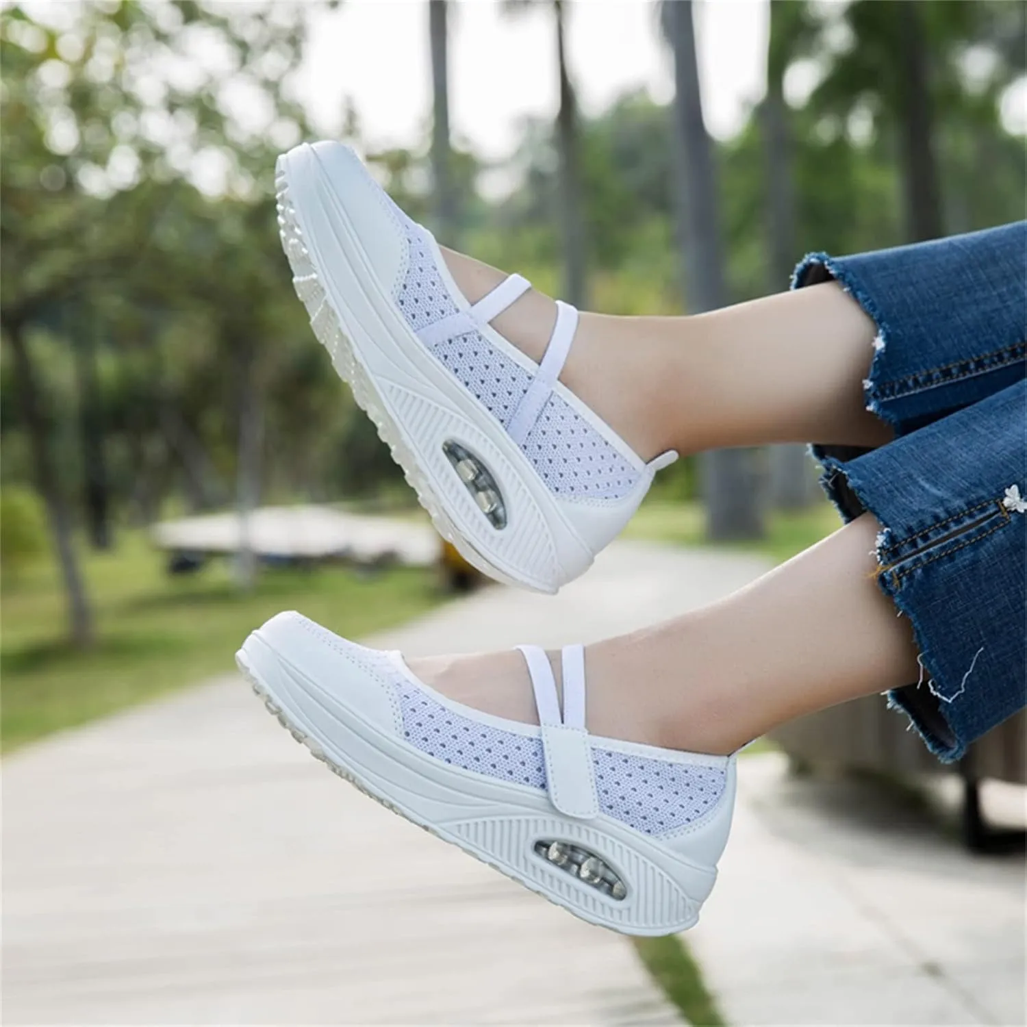 Touchmosees Women's Daily Walker Air Cushion Orthopedic Diabetic-Friendly Wedge Sneaker