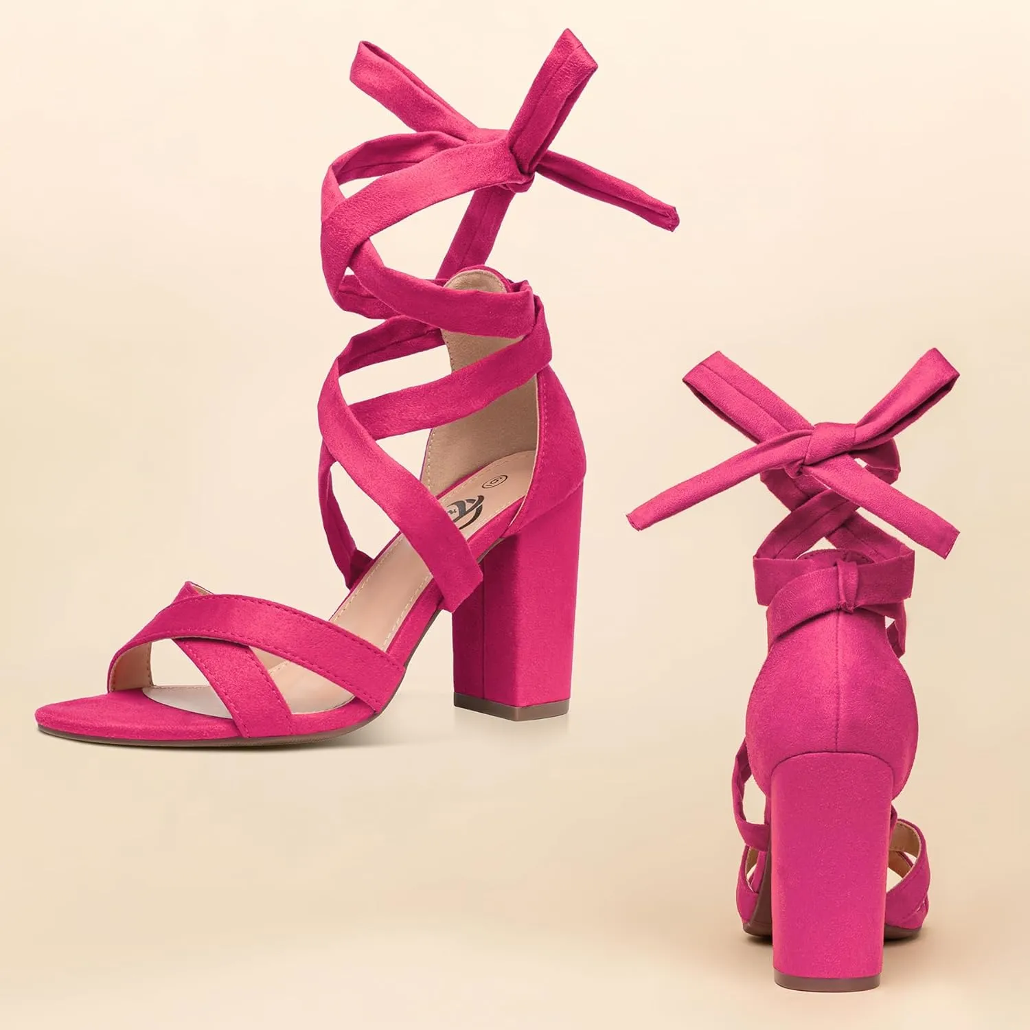 Trary Black Lace Up Pink Nude Heels: Women's Strappy Comfortable High Platform Sandals, Chunky 3 Inch
