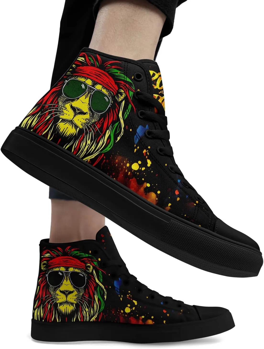 Unisex Skull High Tops for Women Cool Design Black Canvas Shoes Classic Lace Up Fashion Sneakers Streetwear