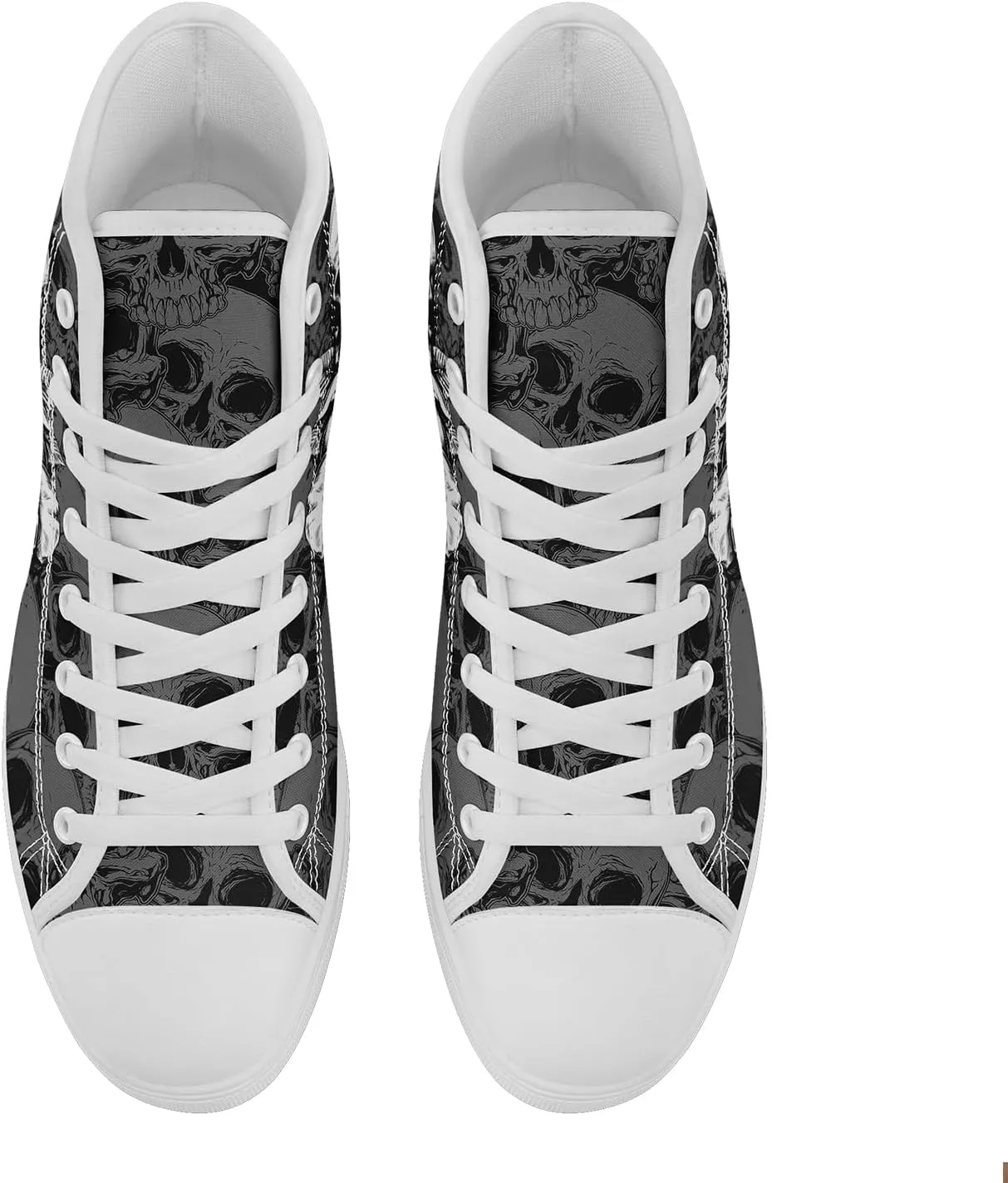 Unisex Skull High Tops for Women Cool Design Black Canvas Shoes Classic Lace Up Fashion Sneakers Streetwear