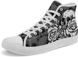 Unisex Skull High Tops for Women Cool Design Black Canvas Shoes Classic Lace Up Fashion Sneakers Streetwear