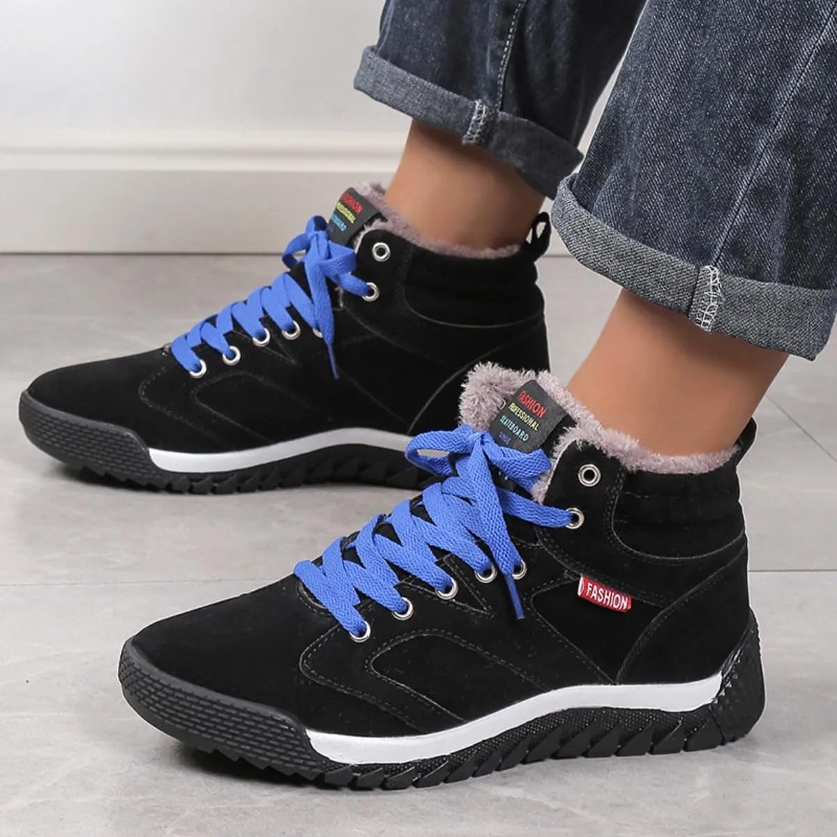 Unisex Winter Snow Boots, Waterproof Anti-Slip Fur Lined Warm Hiking Sneakers Shoes, Outdoor Trekking Backpacking Camping Footwear