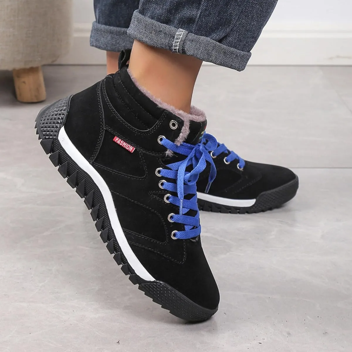 Unisex Winter Snow Boots, Waterproof Anti-Slip Fur Lined Warm Hiking Sneakers Shoes, Outdoor Trekking Backpacking Camping Footwear