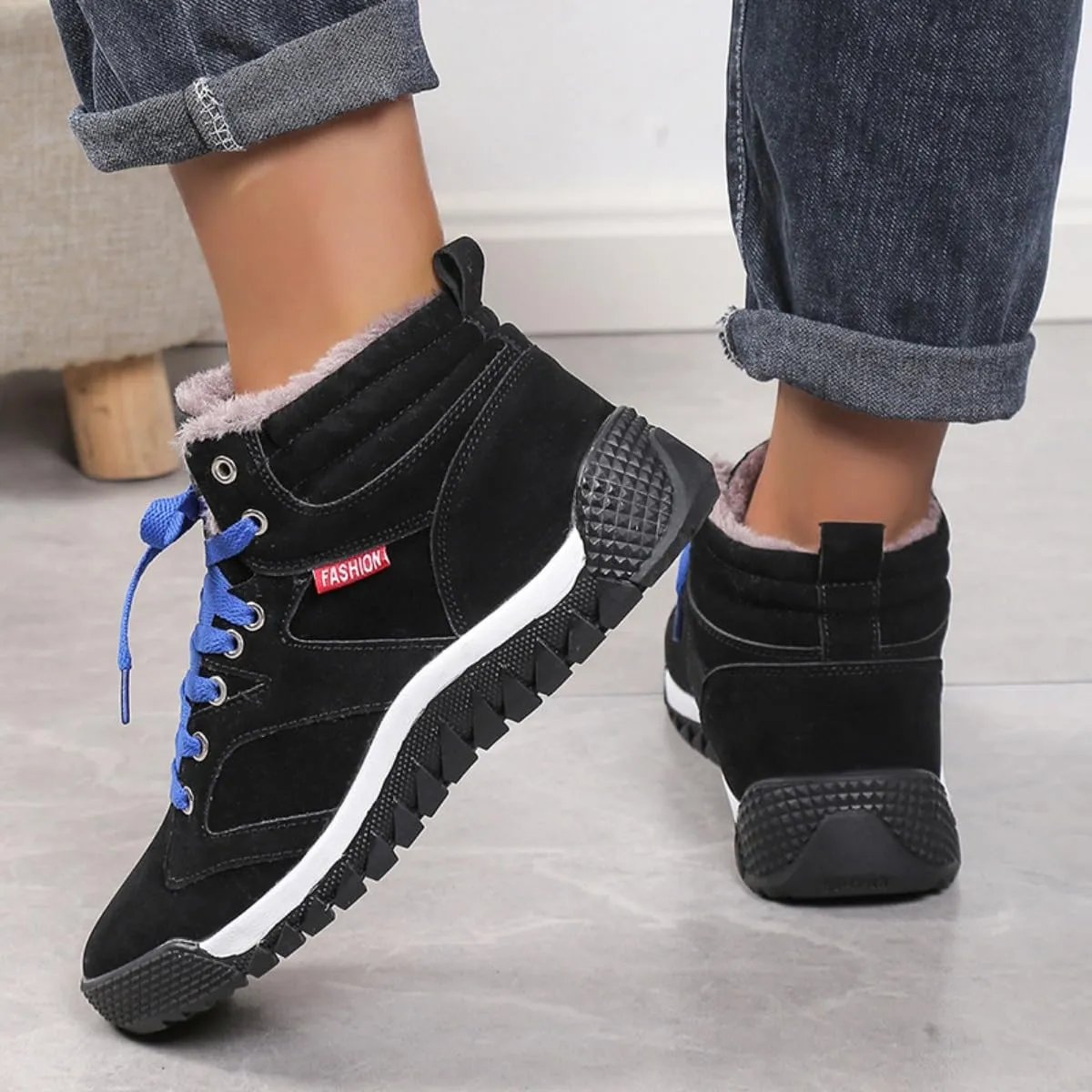 Unisex Winter Snow Boots, Waterproof Anti-Slip Fur Lined Warm Hiking Sneakers Shoes, Outdoor Trekking Backpacking Camping Footwear