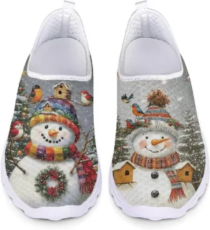 Uourmeti Christmas Shoes Sneakers for Women Casual Slip On Walking Xmas Shoes Size 5.5-11.5