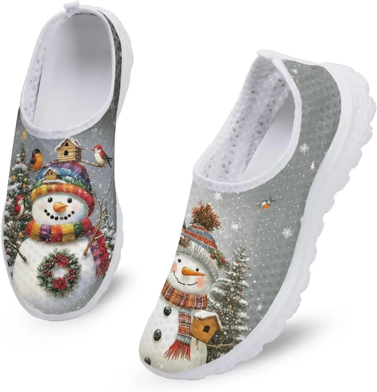 Uourmeti Christmas Shoes Sneakers for Women Casual Slip On Walking Xmas Shoes Size 5.5-11.5