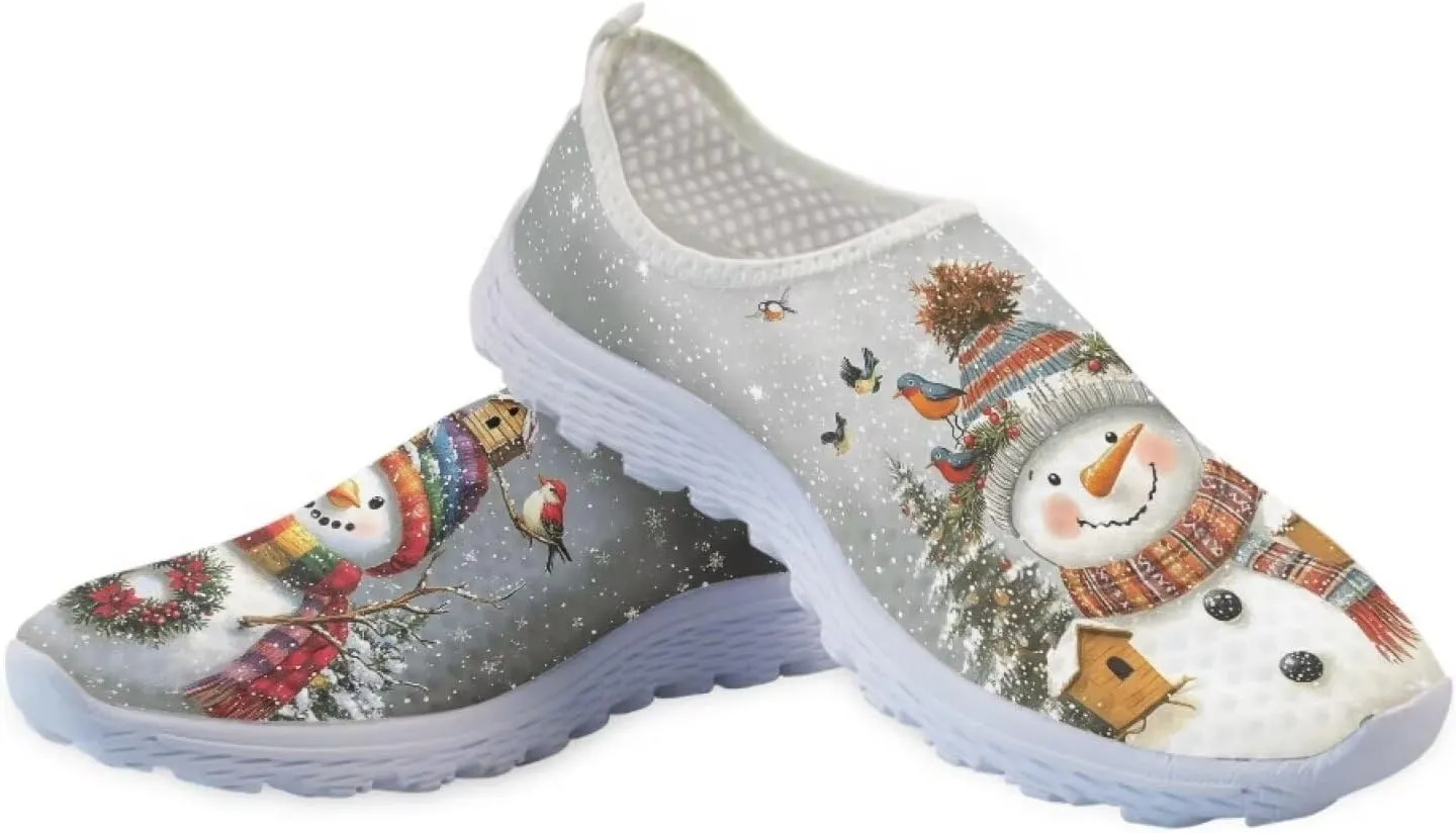 Uourmeti Christmas Shoes Sneakers for Women Casual Slip On Walking Xmas Shoes Size 5.5-11.5
