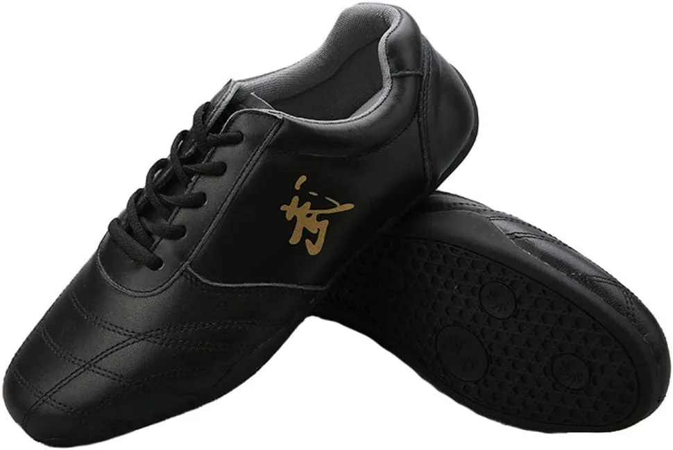VEACAM Martial Arts Shoes for Men, Lightweight Taekwondo Leather Kung Fu Taichi Footwear for Daily Exercises Training