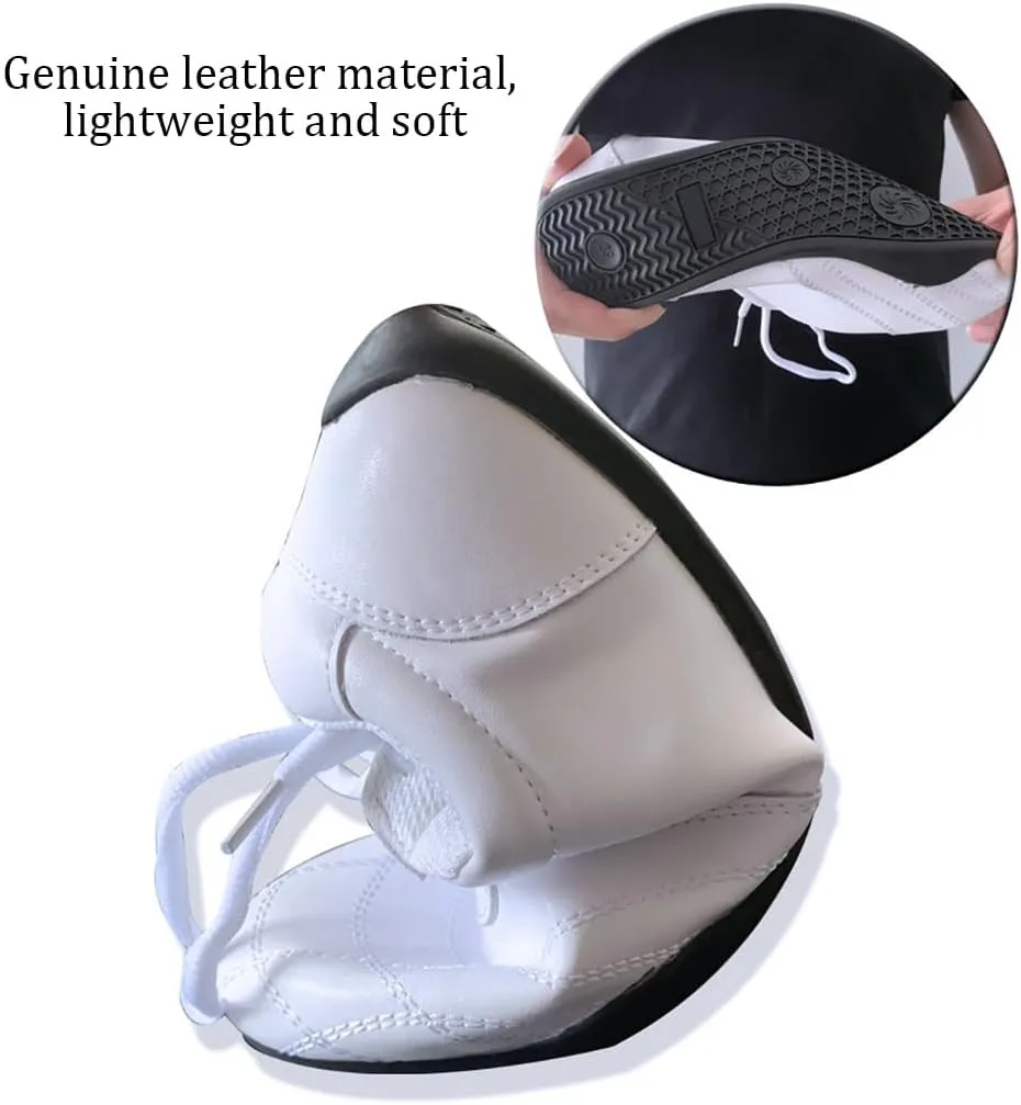 VEACAM Martial Arts Shoes for Men, Lightweight Taekwondo Leather Kung Fu Taichi Footwear for Daily Exercises Training