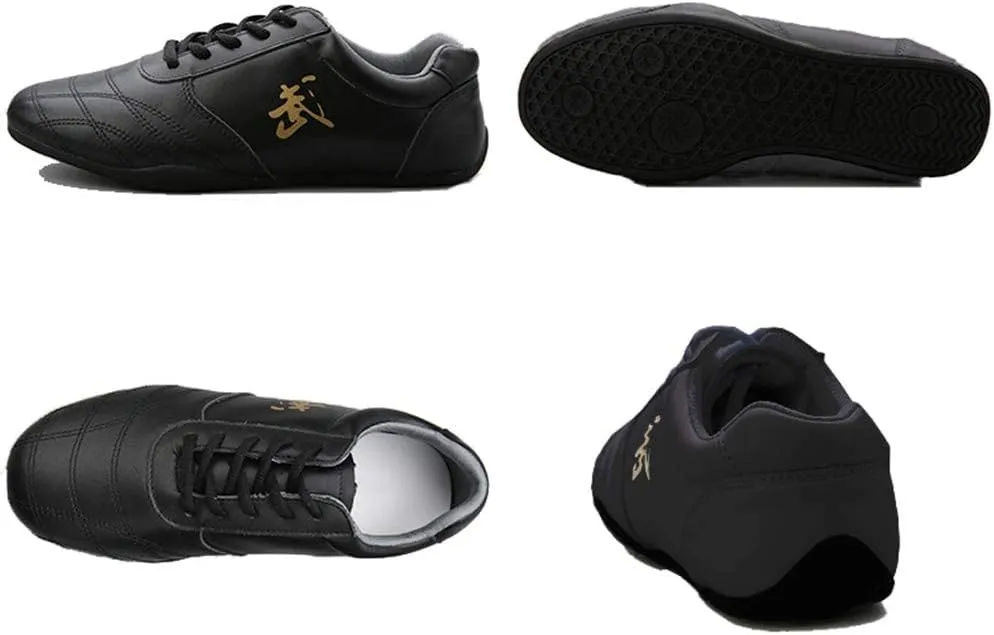 VEACAM Martial Arts Shoes for Men, Lightweight Taekwondo Leather Kung Fu Taichi Footwear for Daily Exercises Training