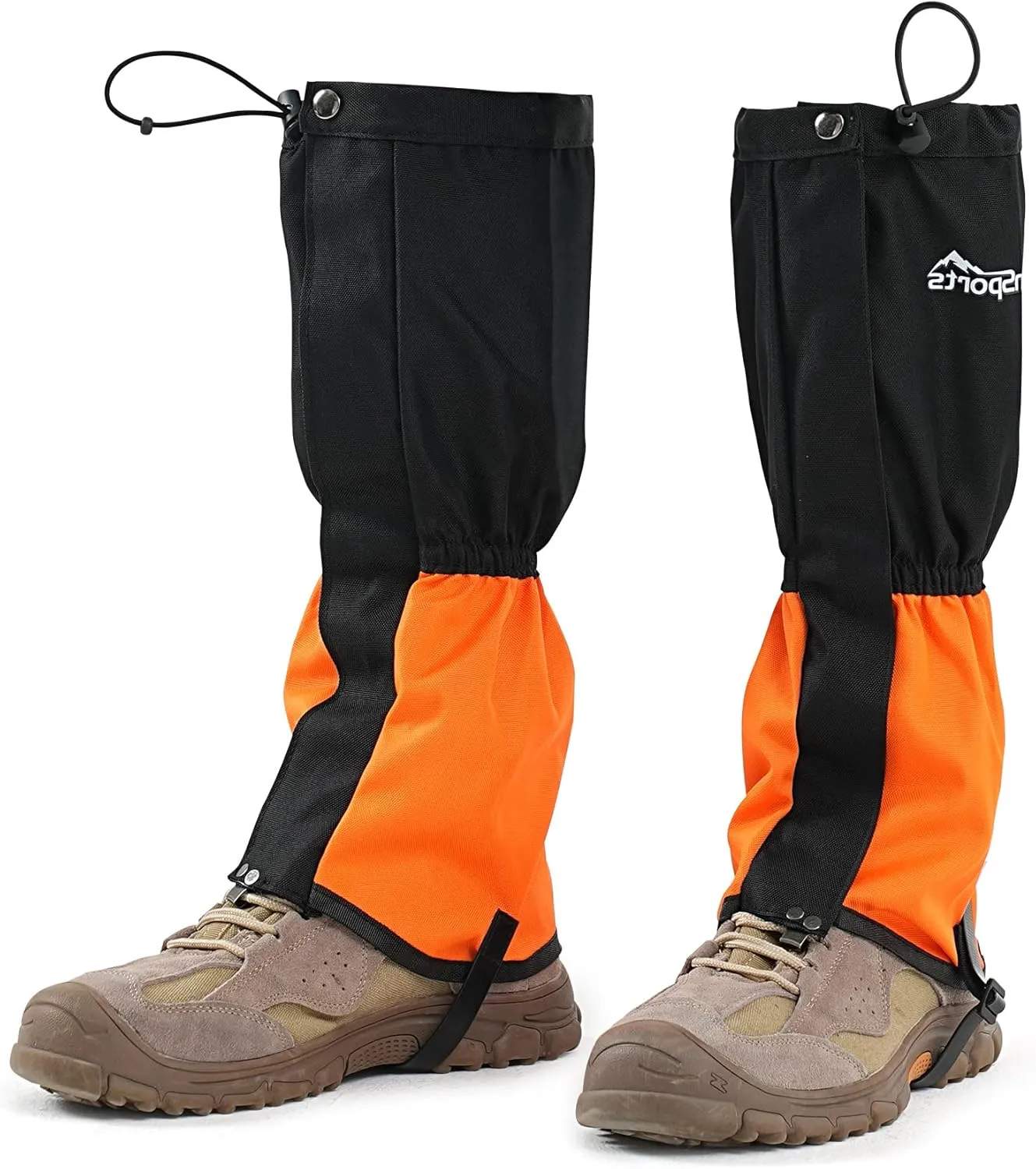 Waterproof Adjustable Leg Gaiters for Men and Women Gators for Hiking Boots in Snow Hunting Sand and Mud Mountain Climbing or Snowshoeing (Orange L)