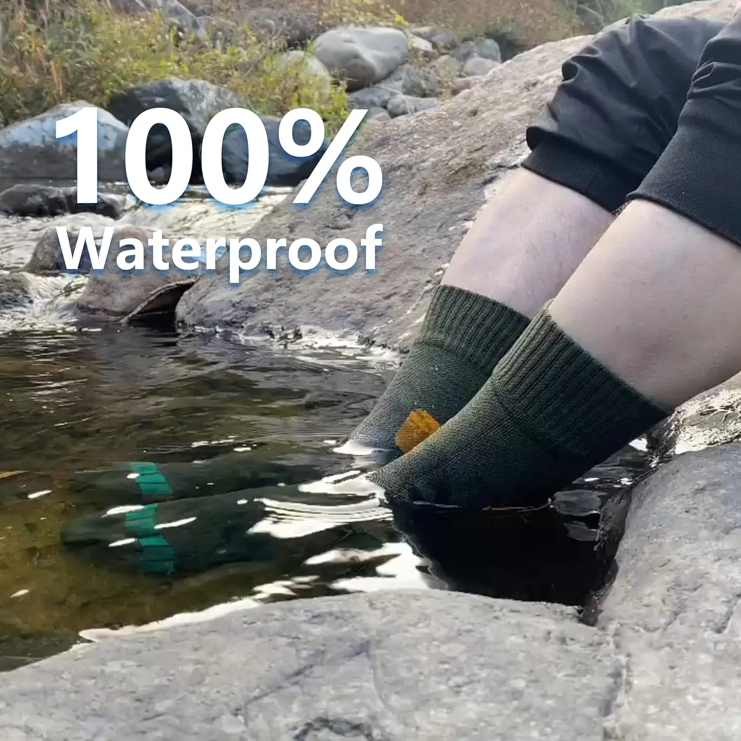Waterproof Socks Men Women Cushion Breathable Hiking Wading Skiing Outdoor Sport Crew Socks