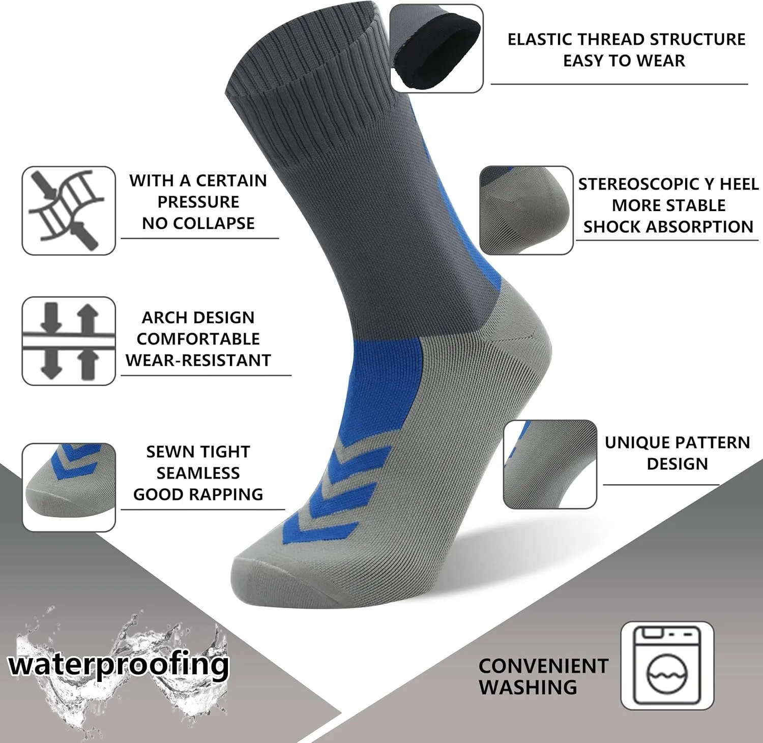 Waterproof Socks Men Women Cushion Breathable Hiking Wading Skiing Outdoor Sport Crew Socks