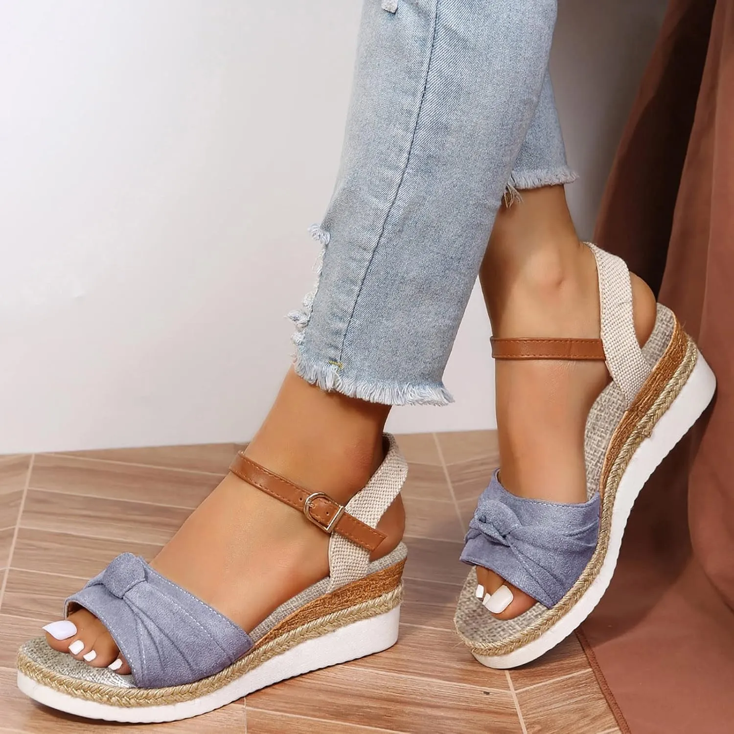 Wedge Sandals for Women Espadrille Womens Platform Sandal Open Toe Ankle Strap High Heel Wedges Summer Dress Shoes