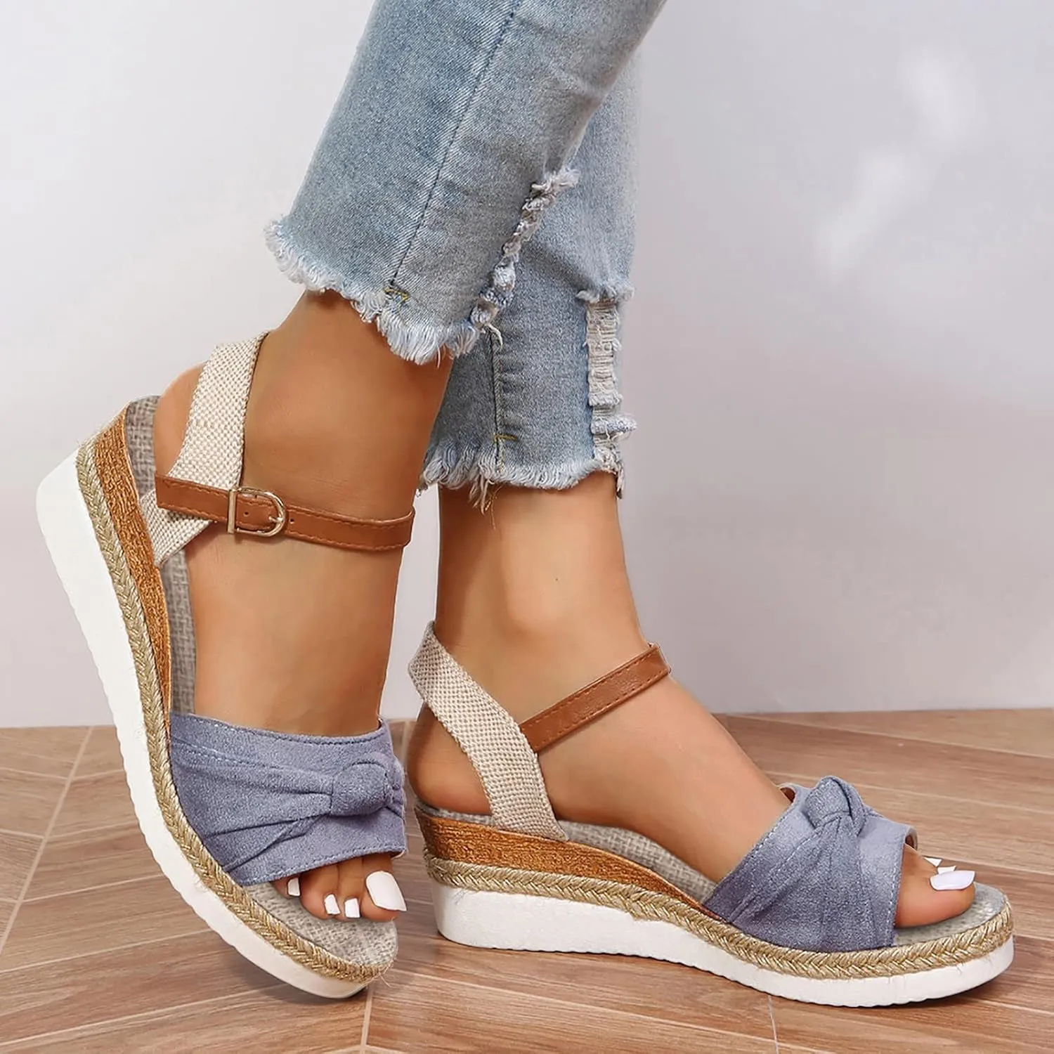 Wedge Sandals for Women Espadrille Womens Platform Sandal Open Toe Ankle Strap High Heel Wedges Summer Dress Shoes