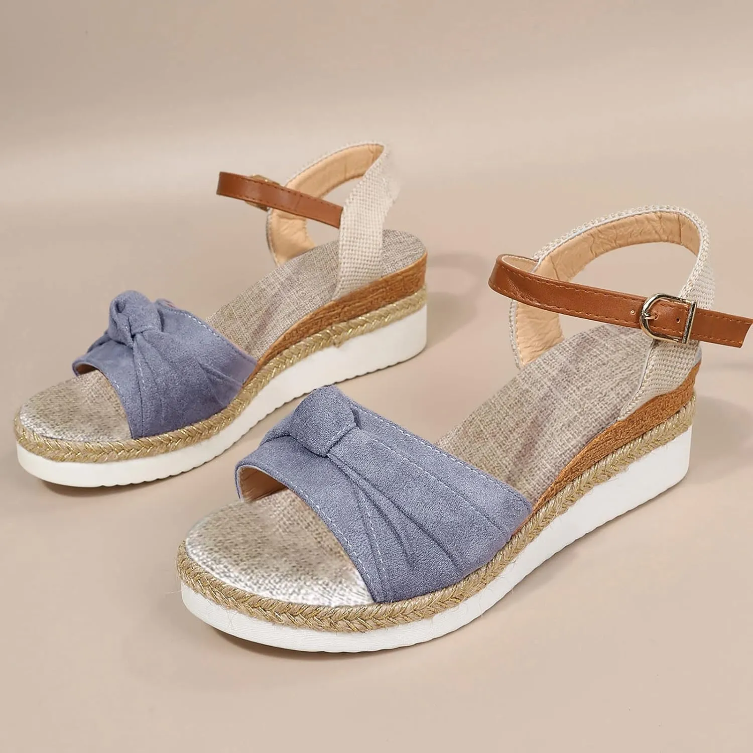 Wedge Sandals for Women Espadrille Womens Platform Sandal Open Toe Ankle Strap High Heel Wedges Summer Dress Shoes