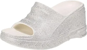 Women Platform Clogs Slip On Thick Soled Garden Clogs Sandals Summer Beach Open Toe Sandals Sparkle Slippers-Extra 8 cm/3.15 inches