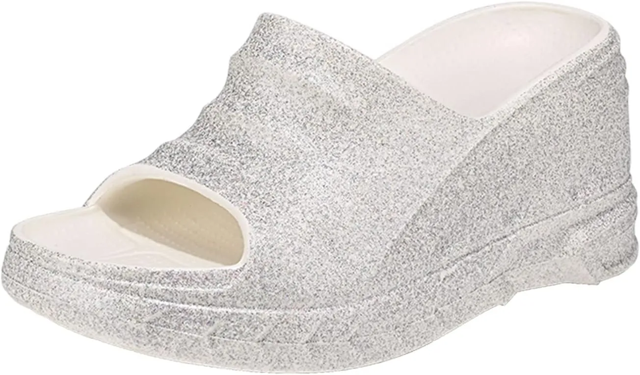 Women Platform Clogs Slip On Thick Soled Garden Clogs Sandals Summer Beach Open Toe Sandals Sparkle Slippers-Extra 8 cm/3.15 inches